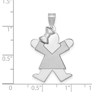 14k White Gold Medium Girl w/Bow On Left Pendant XK321