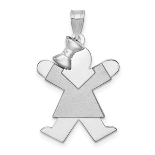 14k White Gold Medium Girl w/Bow On Left Pendant XK321