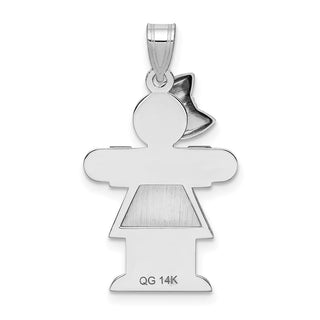 14k White Gold Medium Girl w/Bow On Left Pendant XK322