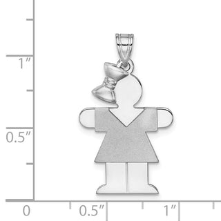 14k White Gold Medium Girl w/Bow On Left Pendant XK322