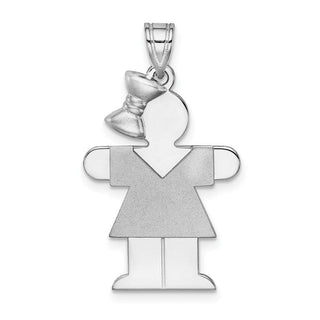 14k White Gold Medium Girl w/Bow On Left Pendant XK322