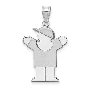 14k White Gold Medium Boy w/Hat On Right Pendant XK323