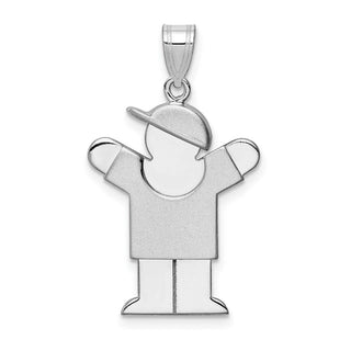 14k White Gold Medium Boy w/Hat On Right Pendant XK323