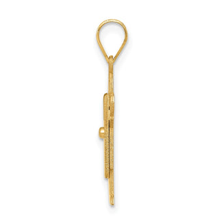 14k Yellow Gold Solid Satin Boy w/Overalls Pendant XK350