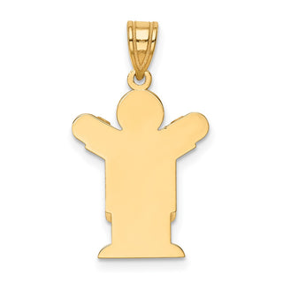 14k Yellow Gold Solid Satin Boy w/Overalls Pendant XK350
