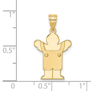 14k Yellow Gold Solid Satin Boy w/Overalls Pendant XK350