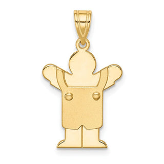 14k Yellow Gold Solid Satin Boy w/Overalls Pendant XK350