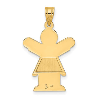 14k Yellow Gold Solid Satin Girl w/Ruffled Skirt Pendant