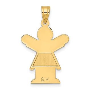 14k Yellow Gold Solid Satin Girl w/Ruffled Skirt Pendant