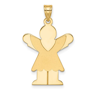 14k Yellow Gold Solid Satin Girl w/Ruffled Skirt Pendant