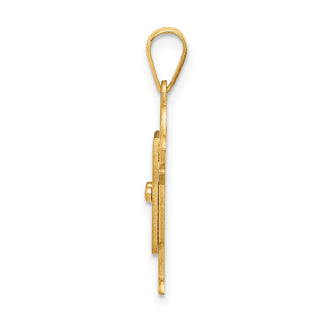 14k Yellow Gold Solid Satin Boy w/Overalls Pendant XK362
