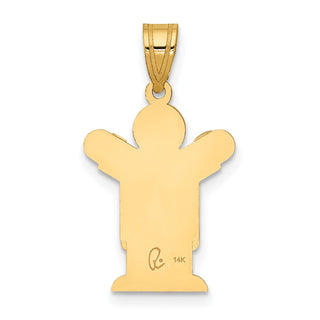 14k Yellow Gold Solid Satin Boy w/Overalls Pendant XK362