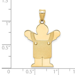 14k Yellow Gold Solid Satin Boy w/Overalls Pendant XK362