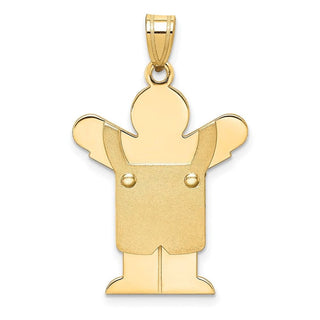 14k Yellow Gold Solid Satin Boy w/Overalls Pendant XK362