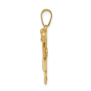 14k Yellow Gold Solid Girl w/Bow On Right Pendant XK373
