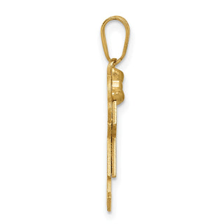 14k Yellow Gold Solid Girl w/Bow On Left Pendant XK374