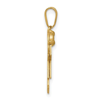 14k Yellow Gold Solid Girl w/Bow On Left Pendant XK374