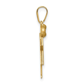 14k Yellow Gold Solid Girl w/Bow On Left Pendant XK375