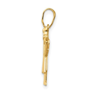 14k Yellow Gold Solid Girl w/Bow On Right Pendant XK376