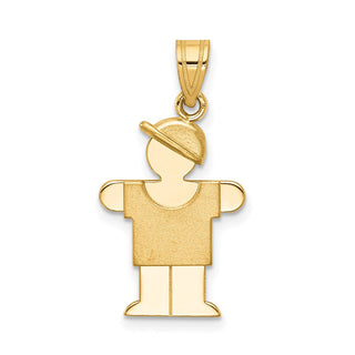 14k Yellow Gold Solid Boy w/Hat On Right Charm XK377