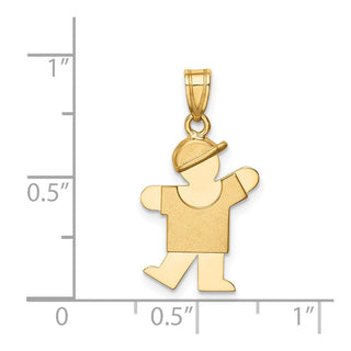 14k Yellow Gold Solid Boy w/Hat On Left Charm XK378