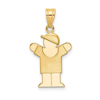 14k Yellow Gold Solid Boy w/Hat On Right Pendant XK379