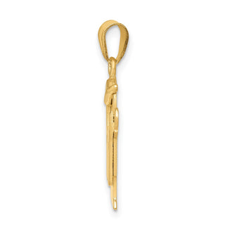 14k Yellow Gold Solid Boy In Overalls w/Hat On Left Pendant XK380