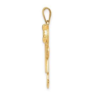 14k Yellow Gold Solid Girl w/Bow On Right Pendant XK381