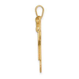 14k Yellow Gold Solid Girl w/Bow On Left Pendant XK382