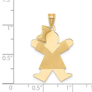 14k Yellow Gold Solid Girl w/Bow On Left Pendant XK382