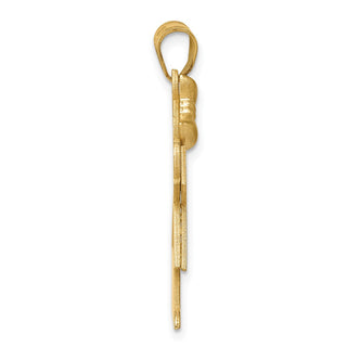 14k Yellow Gold Solid Girl w/Bow On Left Charm XK383