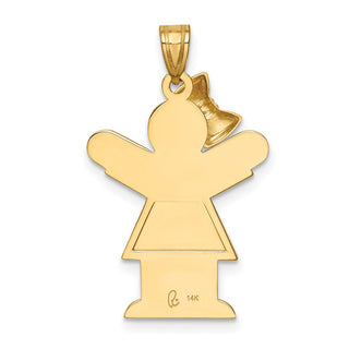 14k Yellow Gold Solid Girl w/Bow On Left Charm XK383