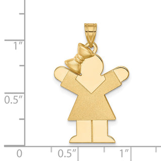 14k Yellow Gold Solid Girl w/Bow On Left Charm XK383