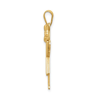 14k Yellow Gold Solid Girl w/Bow On Right Charm XK384