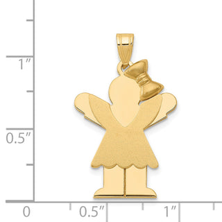 14k Yellow Gold Solid Girl w/Bow On Right Charm XK384