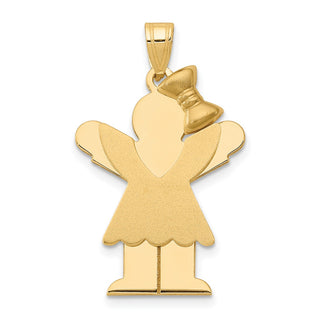 14k Yellow Gold Solid Girl w/Bow On Right Charm XK384