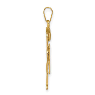 14k Yellow Gold Solid Boy w/Hat On Right Pendant XK385