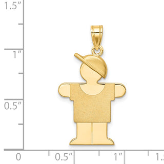 14k Yellow Gold Solid Boy w/Hat On Right Pendant XK385