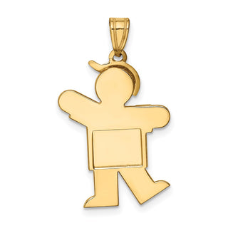 14k Yellow Gold Solid Boy w/Hat On Left Pendant XK386