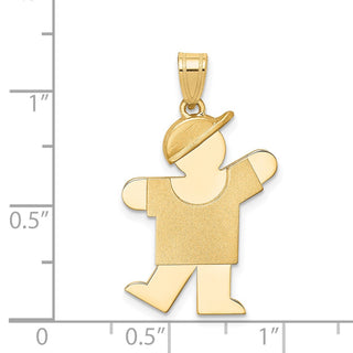 14k Yellow Gold Solid Boy w/Hat On Left Pendant XK386