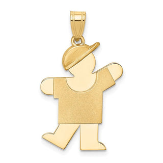 14k Yellow Gold Solid Boy w/Hat On Left Pendant XK386