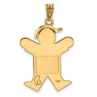 14k Yellow Gold Solid Boy w/Hat On Right Pendant XK387