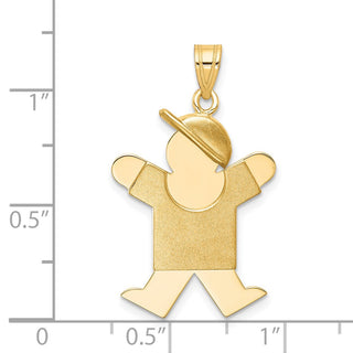 14k Yellow Gold Solid Boy w/Hat On Right Pendant XK387