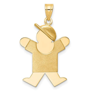 14k Yellow Gold Solid Boy w/Hat On Right Pendant XK387
