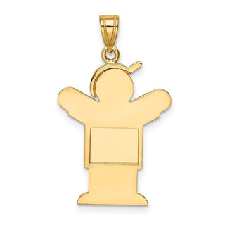 14k Yellow Gold Solid Boy w/Hat On Right Pendant XK388