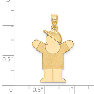 14k Yellow Gold Solid Boy w/Hat On Right Pendant XK388