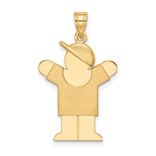 14k Yellow Gold Solid Boy w/Hat On Right Pendant XK388