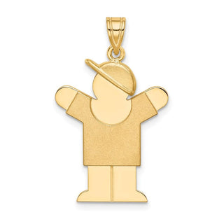14k Yellow Gold Solid Boy w/Hat On Right Pendant XK388