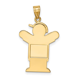 14k Yellow Gold Solid Boy In Overalls w/Hat On Left Charm XK389