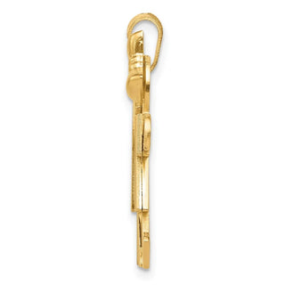 14k Yellow Gold Solid Boy On Left and Girl On Right Pendant